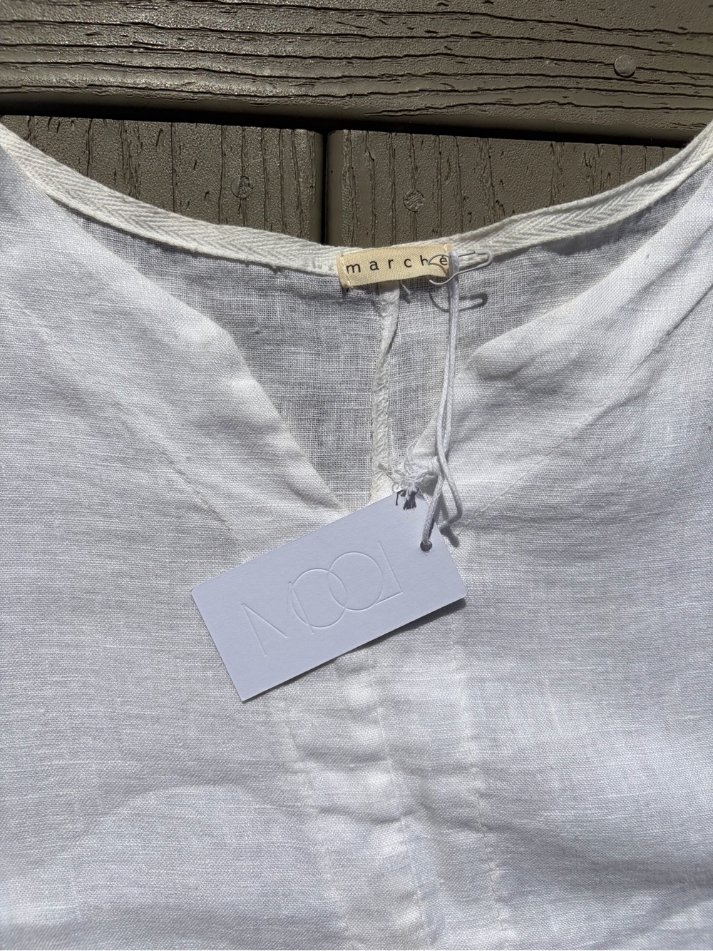 Arche White Linen Casual Button-Down Top
